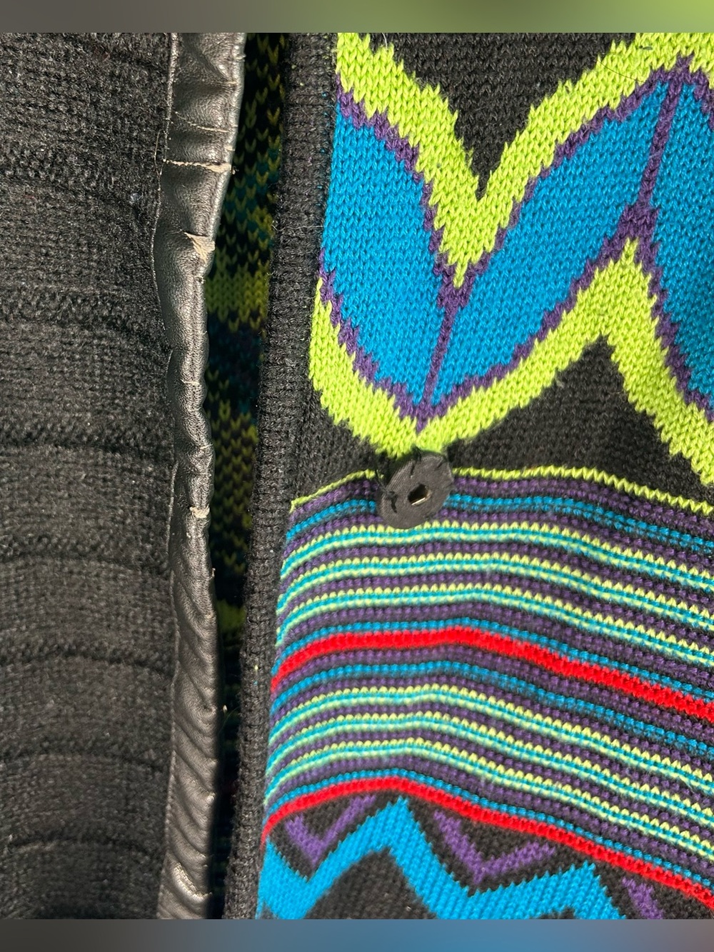 Elena Wang Womens Knit Cardigan Blanket Coat Sz M Southwestern Aztec Neon Colors - Picture 7 of 11